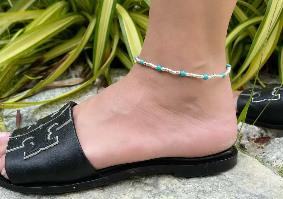 Round beads stackable beach anklet