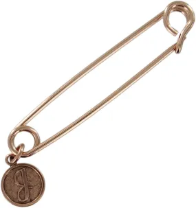 Safety Pin Brooch Rose Gold Tone Cursive Initial Letter J Charm Dangle 2" Fashion Brooch for Women Trendy Accessories for Women Stylish Additions
