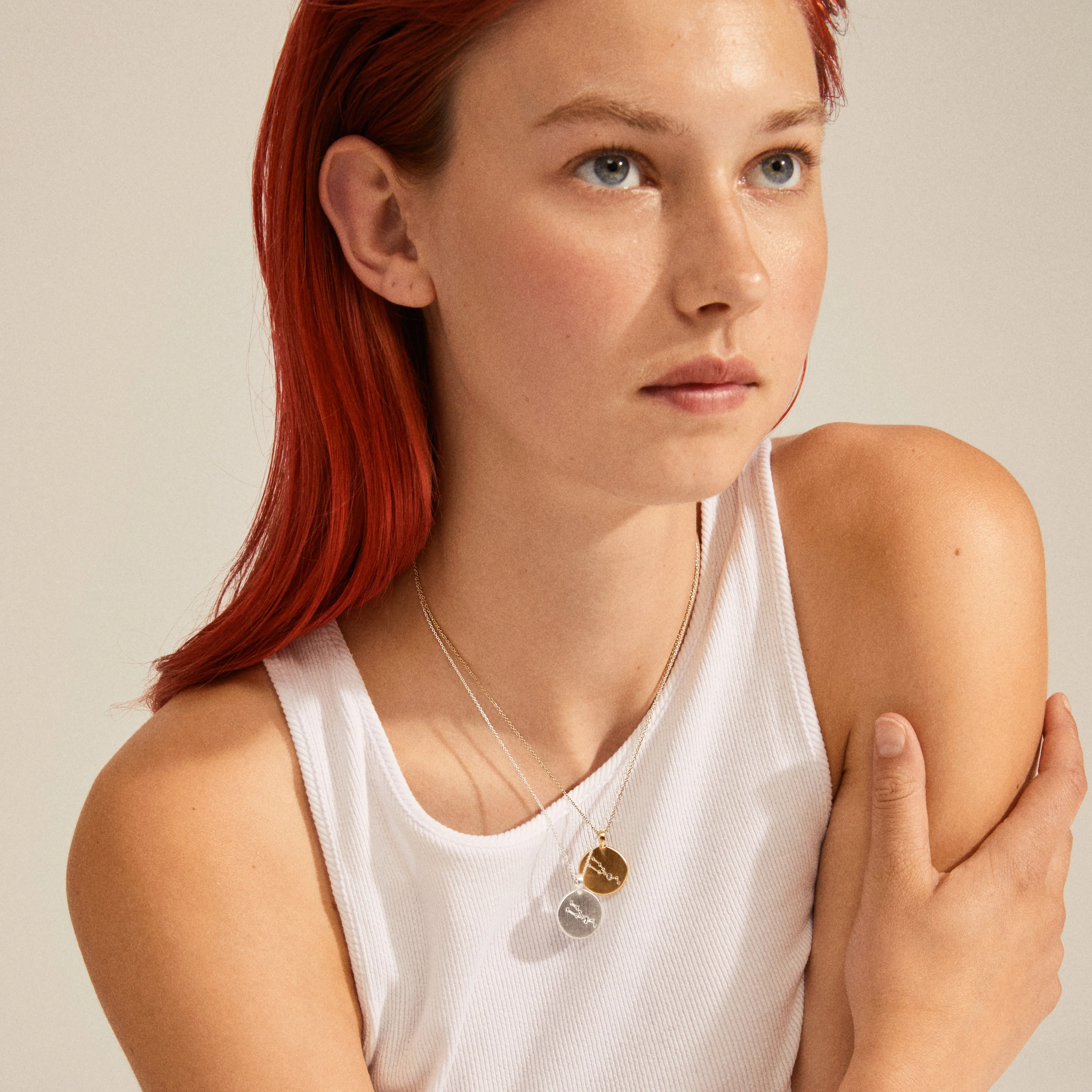 SAGITTARIUS Zodiac Sign Coin Necklace, silver-plated