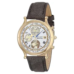 Seiko Men's White Dial Brown Leather Band Japanese Quartz Watch - SPL060