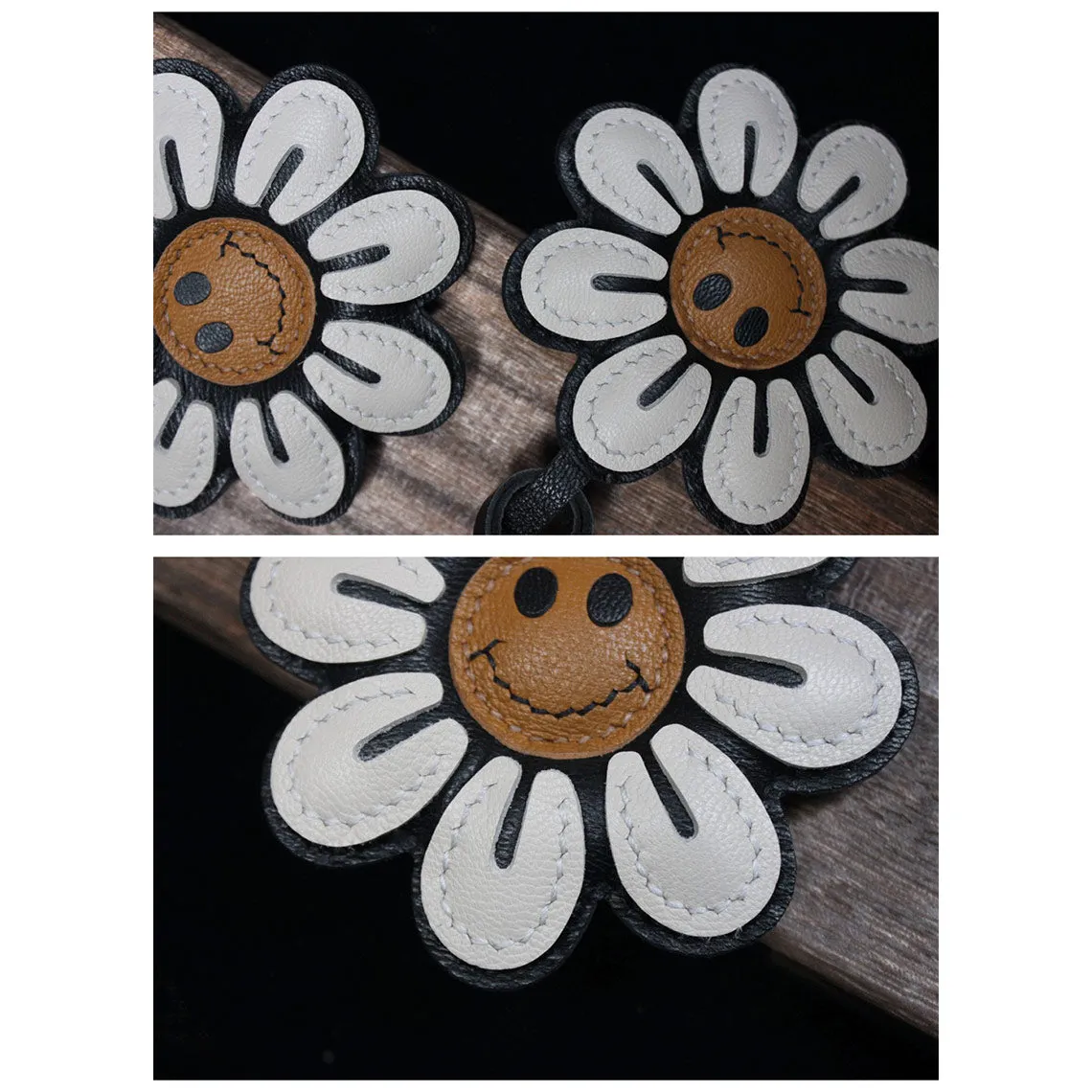 Sheep Leather Smile Flower Keychain DIY Kits