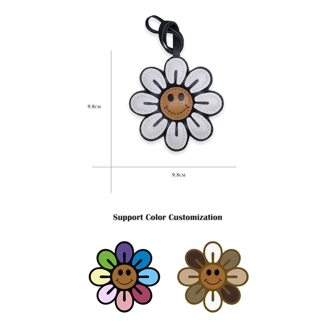 Sheep Leather Smile Flower Keychain DIY Kits