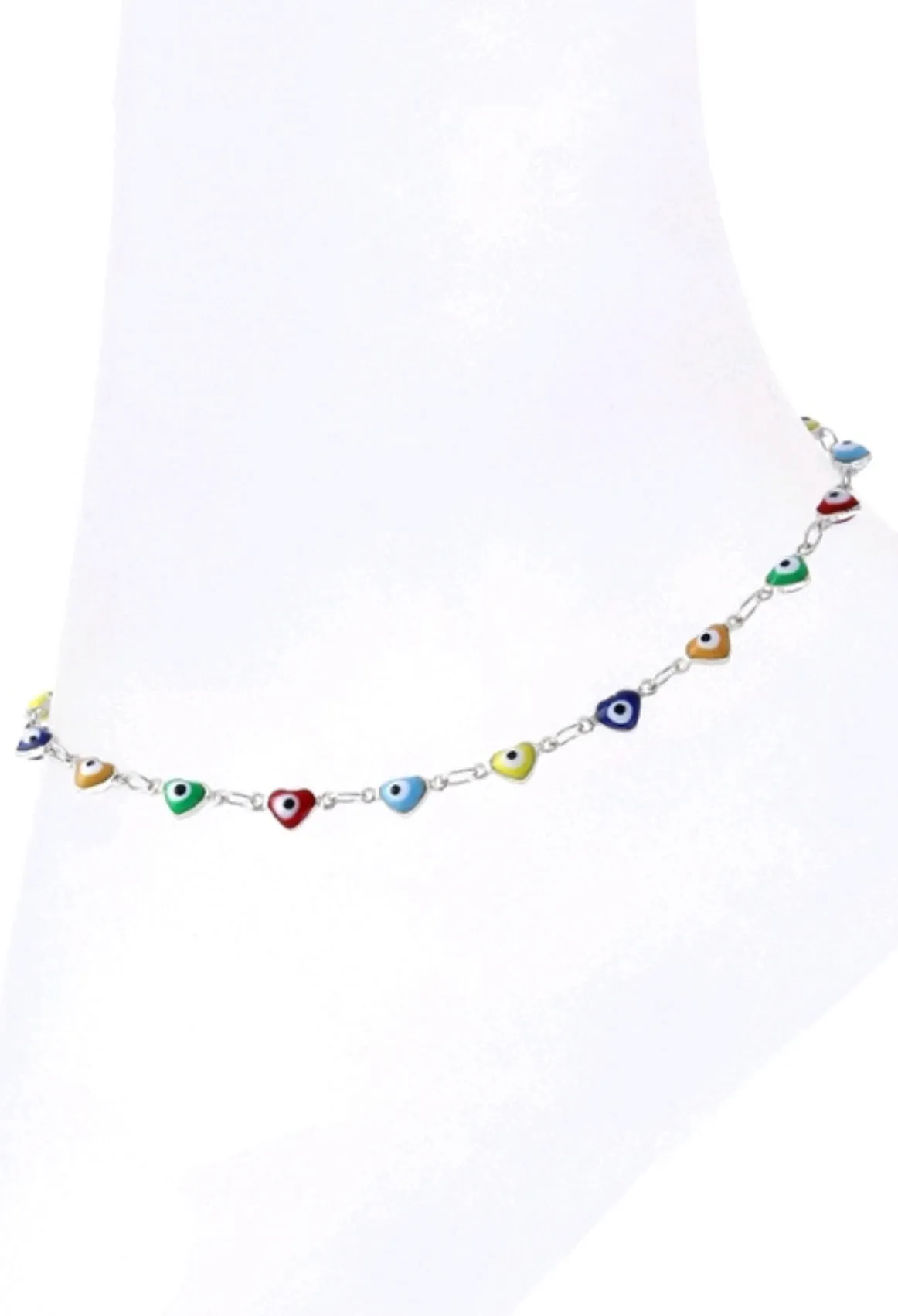 Silver Tone Evil Eye Anklet