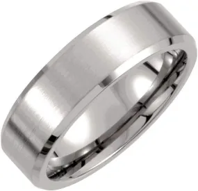 Solid Titanium 7mm Beveled Edge Wedding Band Ring Comfort Fit Matte Brushed Satin - Size 10