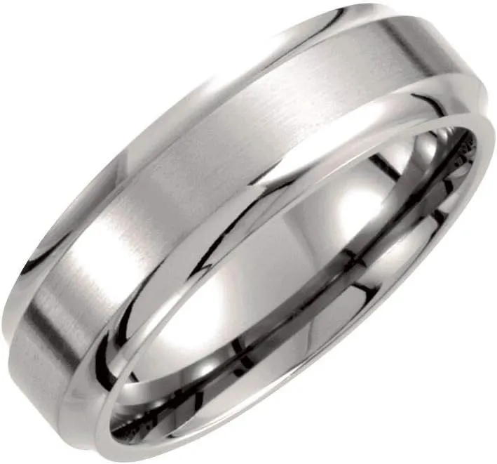Solid Titanium 7mm Ridged Wedding Band Ring Comfort Fit - Size 9.5
