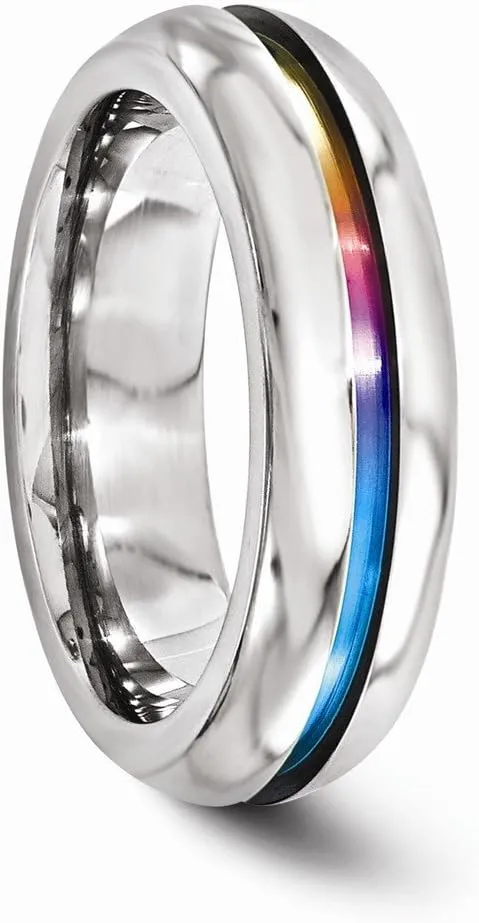 Solid Titanium Anodized 6mm Plain Classic Wedding Band Ring