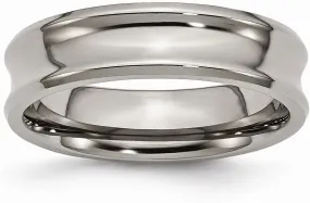 Solid Titanium Concave 6mm Beveled Edge Plain Classic Wedding Band Ring Size 12.5