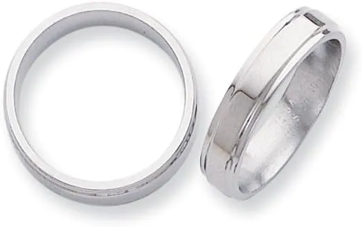 Solid Titanium Ridged Edge 5mm Plain Classic Wedding Band Ring