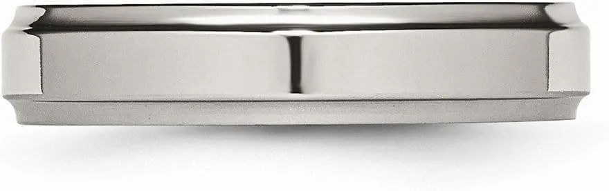 Solid Titanium Ridged Edge 5mm Plain Classic Wedding Band Ring