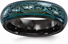 Sonia Jewels Solid Black Titanium Domed Anodized Teal 6mm Plain Classic Wedding Band Ring Size 8.5