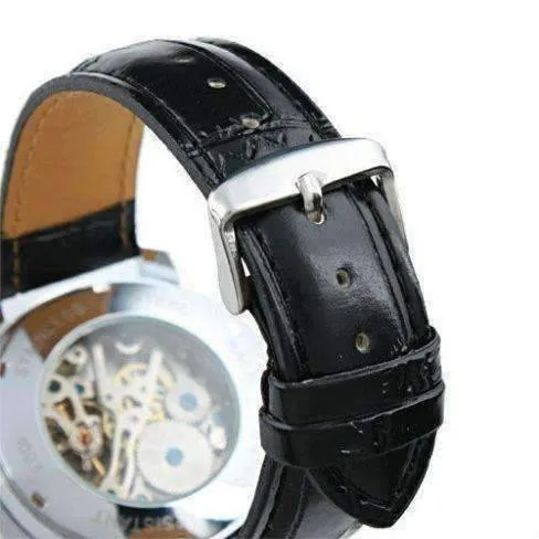 Sophisticated In Black Mechanical Skeleton Automatic Watch For Men