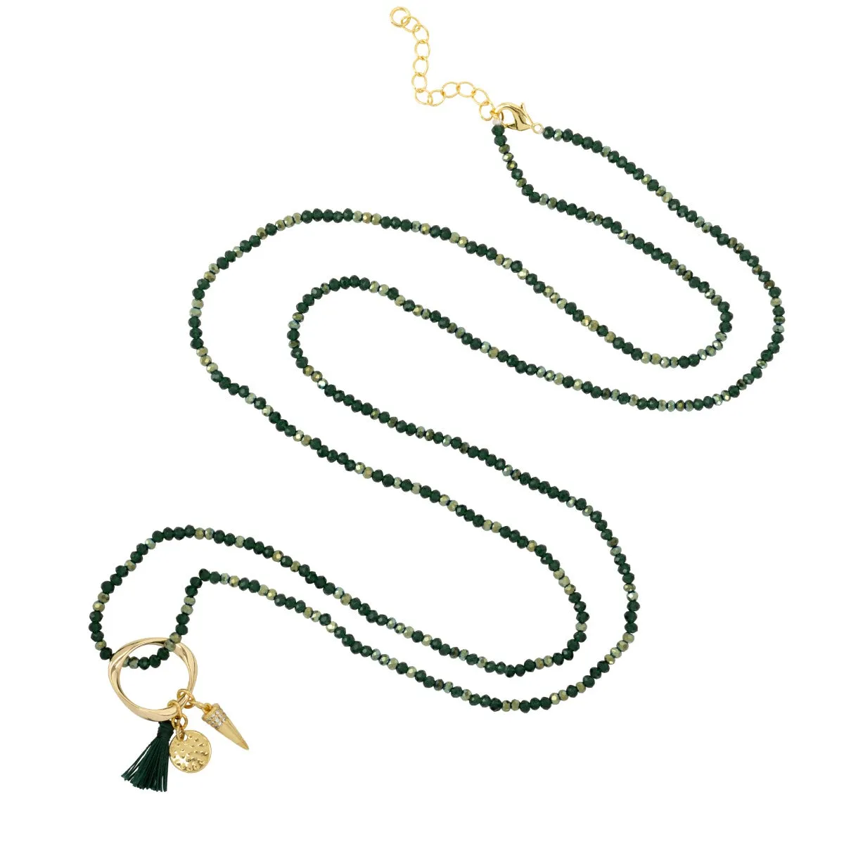 Spark Dark Green Long Necklace