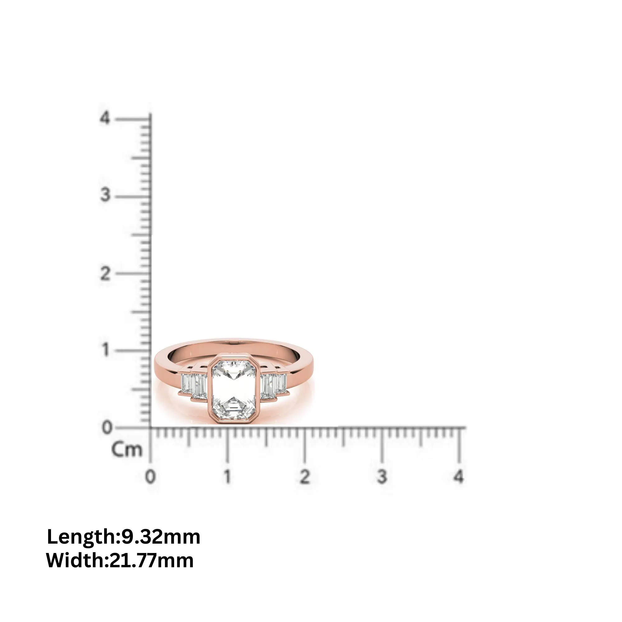 Sterling Silver Emerald-Cut Three-Stone Adjustable Engagement Rose Gold Ring For Woman