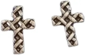 Sterling Silver Tiny 11X7Mm Weave Pattern Cross Post Stud Studs Posts Earrings Decoration Accessories Pendant Charm For Making Bracelets Necklace Earrings Jewelry DIY