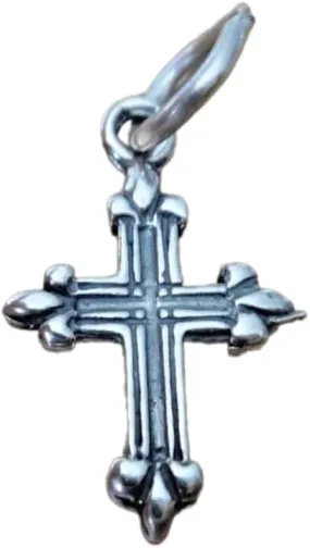 Sterling Silver Tiny 17X10Mm Decorated Cross Charm Decoration Accessories Pendant Charm For Making Bracelets Necklace Earrings Jewelry DIY