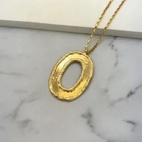 TFC Big Letter O- 24K Gold Plated Long Pendant Necklace