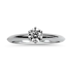 Tiffany & Company Estate Platinum Round Brilliant Cut Diamond Solitaire Engagement Ring