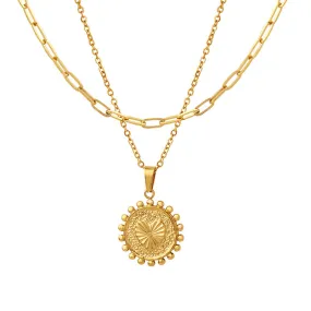 Trendy European and American Double-sided Necklace with Peach Heart Pendant