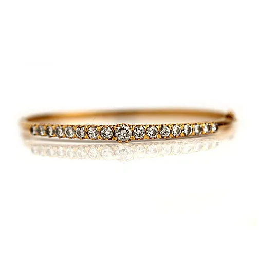 Vintage Round Cut Diamond Bangle Bracelet Circa 1970's