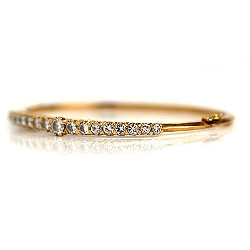 Vintage Round Cut Diamond Bangle Bracelet Circa 1970's