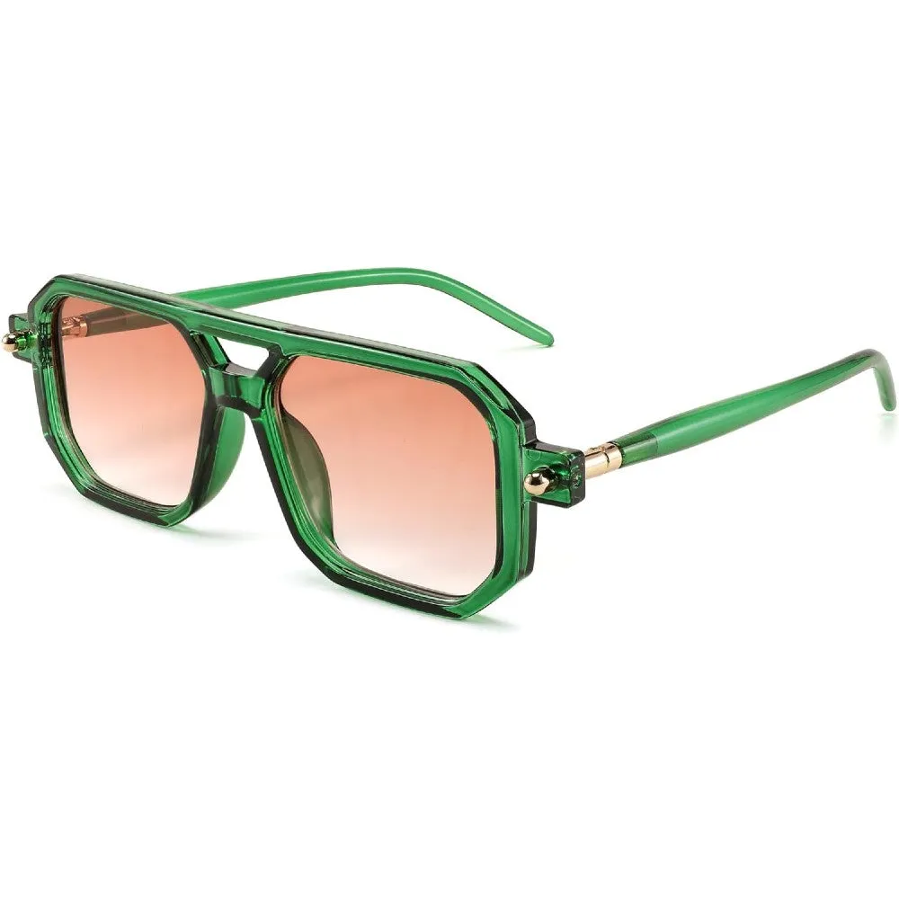 Vintage Square 70s Aviator Sunglasses Classic Retro Stylish Frame for Women and Men