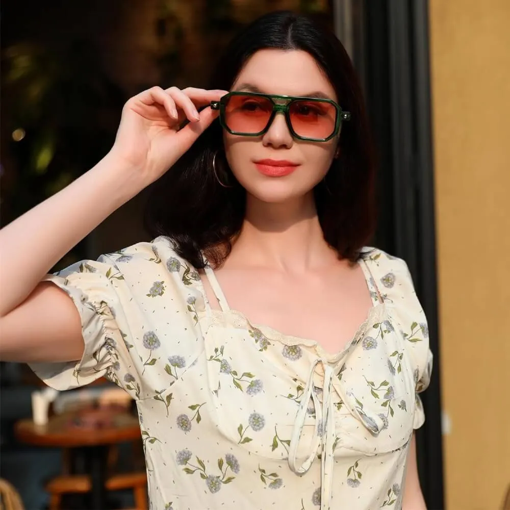 Vintage Square 70s Aviator Sunglasses Classic Retro Stylish Frame for Women and Men