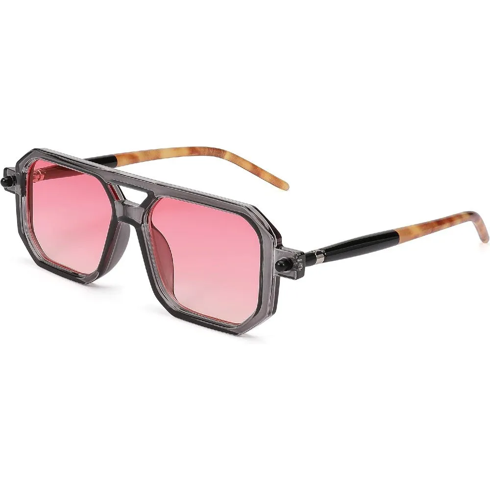 Vintage Square 70s Aviator Sunglasses Classic Retro Stylish Frame for Women and Men