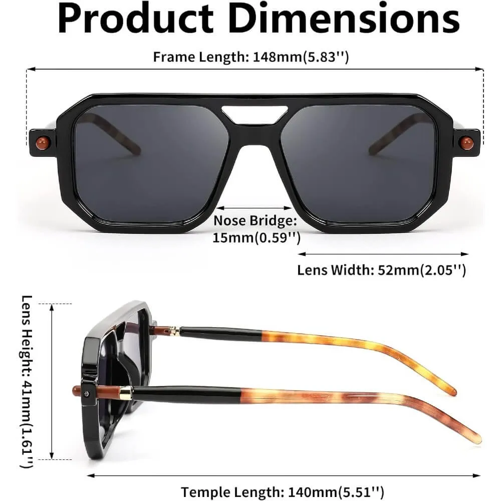 Vintage Square 70s Aviator Sunglasses Classic Retro Stylish Frame for Women and Men