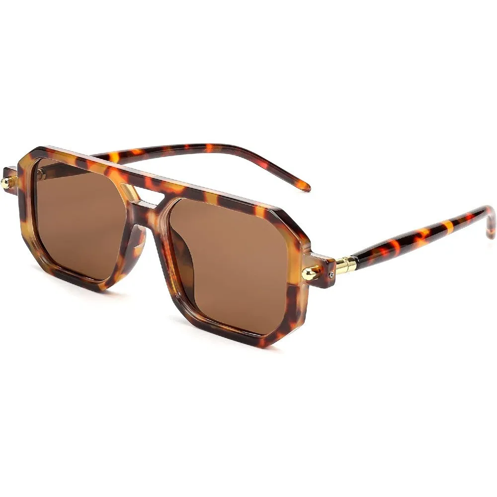 Vintage Square 70s Aviator Sunglasses Classic Retro Stylish Frame for Women and Men