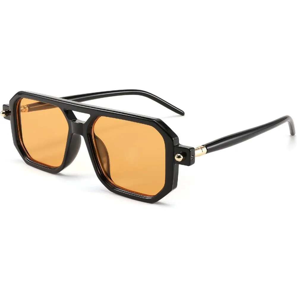 Vintage Square 70s Aviator Sunglasses Classic Retro Stylish Frame for Women and Men