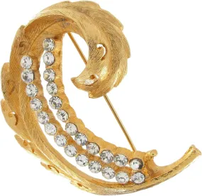 Vintage Stylized Feather Pin Brooch Rhinestone Accents Fashion Brooch for Women Trendy Accessories for Women Stylish Additions Chic Details