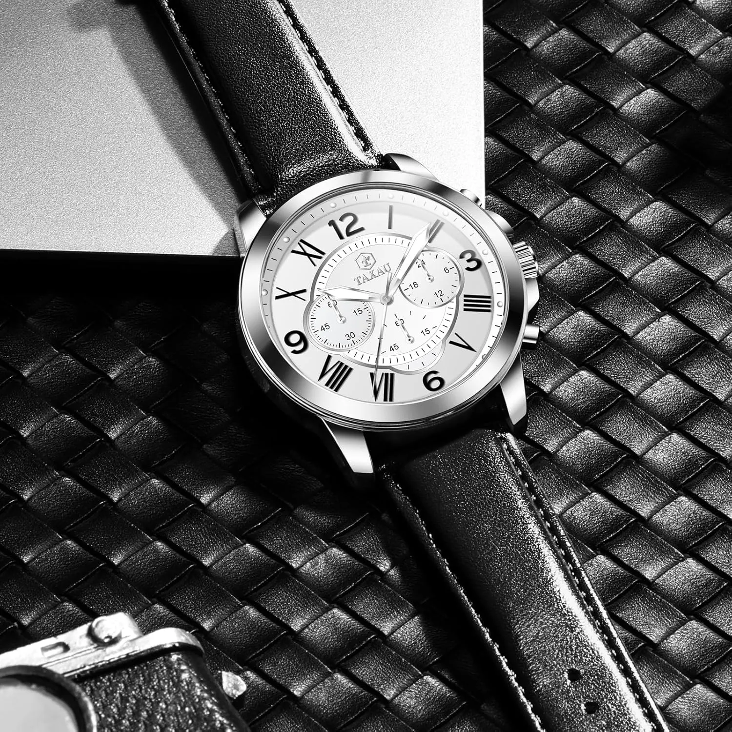Watches for Men Causal Classic Business Dress Leather Strap Men Watches Luxury Large Face Waterproof Chronograph Quartz Analog Men's Wrist Watches Retro