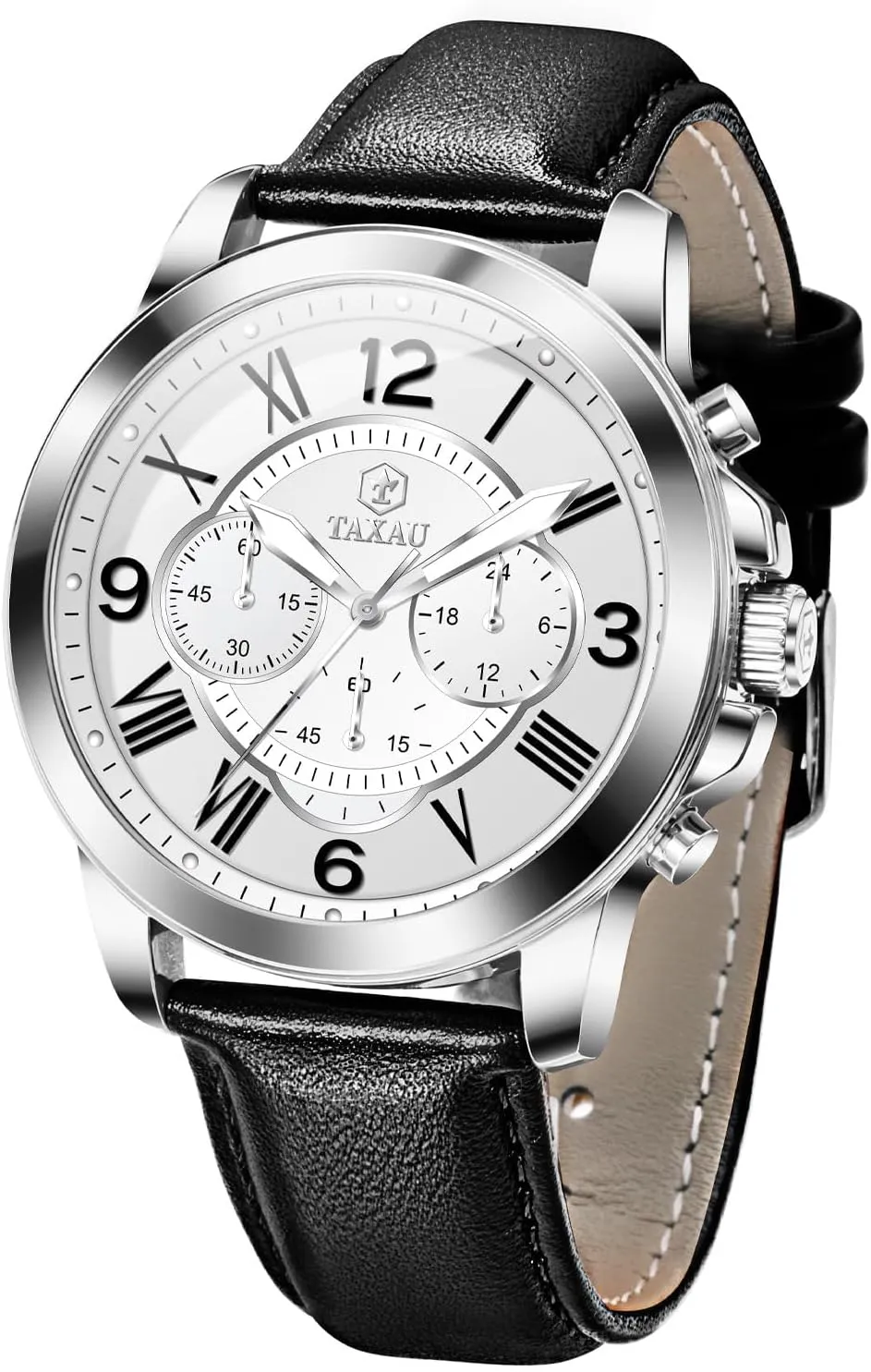 Watches for Men Causal Classic Business Dress Leather Strap Men Watches Luxury Large Face Waterproof Chronograph Quartz Analog Men's Wrist Watches Retro