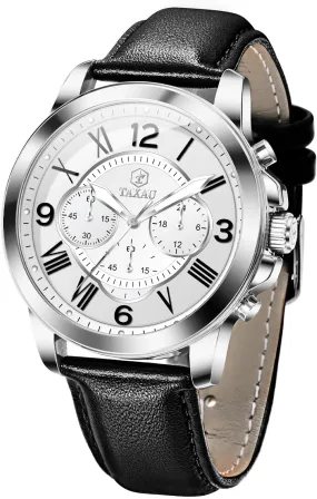 Watches for Men Causal Classic Business Dress Leather Strap Men Watches Luxury Large Face Waterproof Chronograph Quartz Analog Men's Wrist Watches Retro
