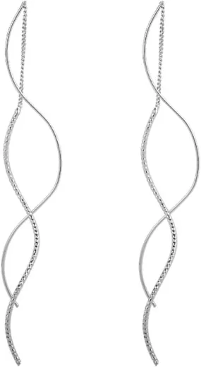 Wave Earrings Threader Chain Earrings Long Tassel Threader Earrings Line Wave Dangle Drop Earrings Minimalist Long Threader Earrings for Women