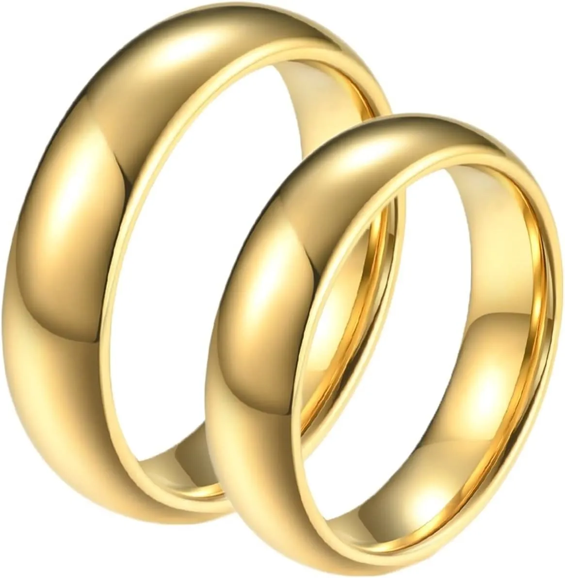 Wedding Engagement Rings, Men's Fashion Rings Gold Polished Ring 6mm Tungsten Carbide