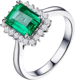 Wedding Rings for Women White Gold, Engagement Rings for Women 18K Rectangular Shape 2ct Womens Fine Rings