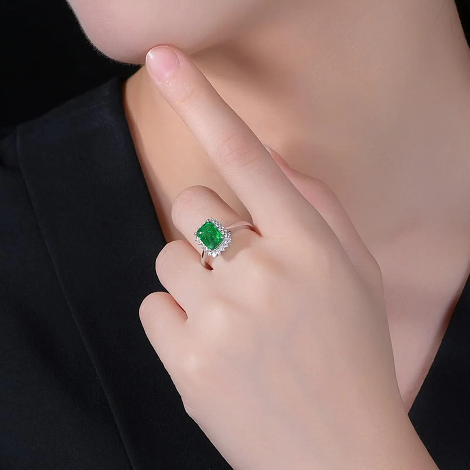 Wedding Rings for Women White Gold, Engagement Rings for Women 18K Rectangular Shape 2ct Womens Fine Rings