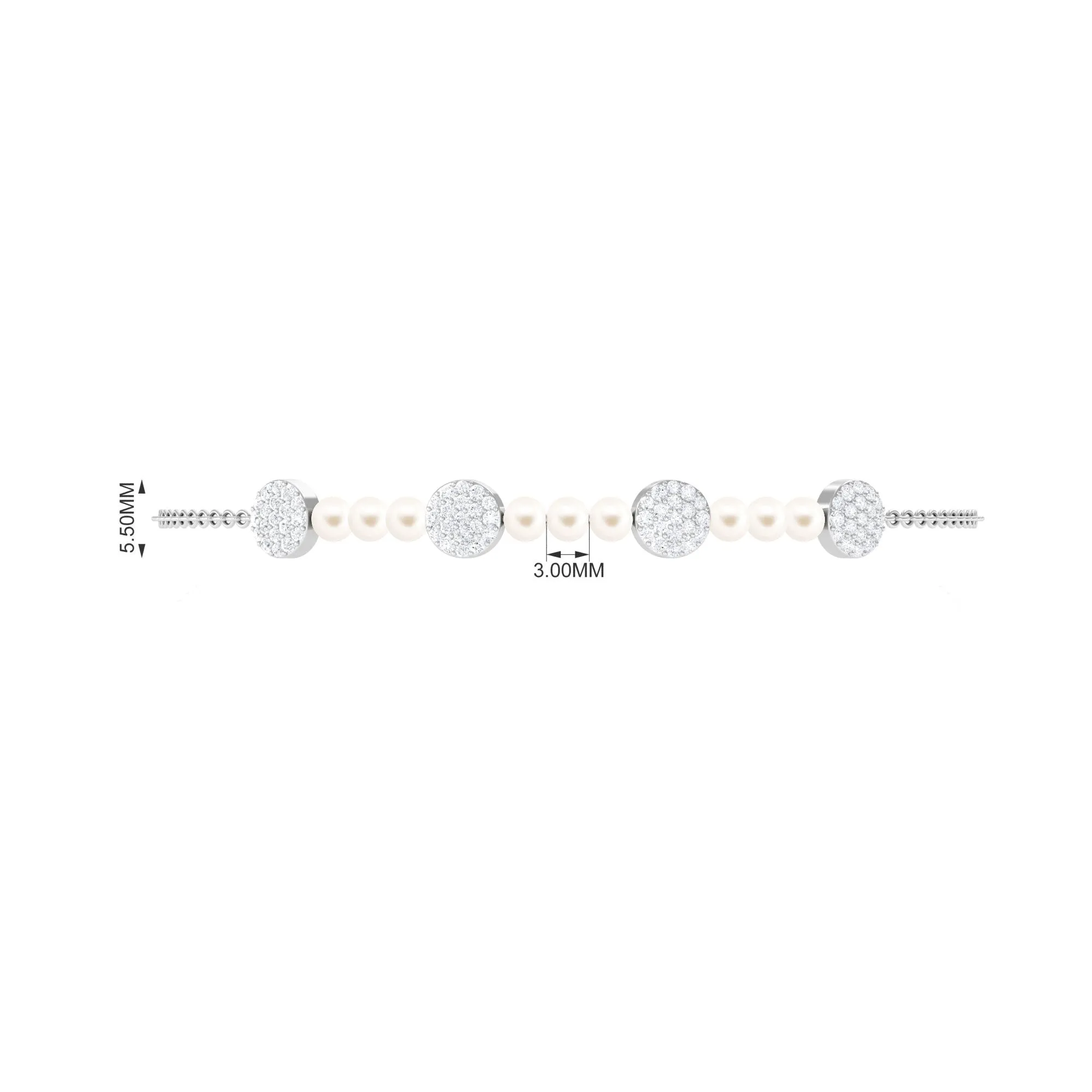 White Cultured Pearl Chain Bracelet with Diamond