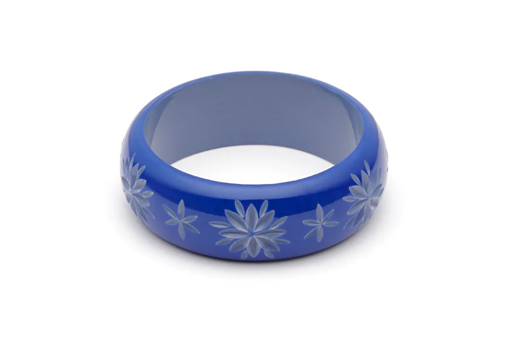 Wide Cornflower Carved Duchess Bangle