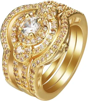 Women's Wedding Rings, Ring Jewelry Engagement Rings Set Round Shape with White Zirconia