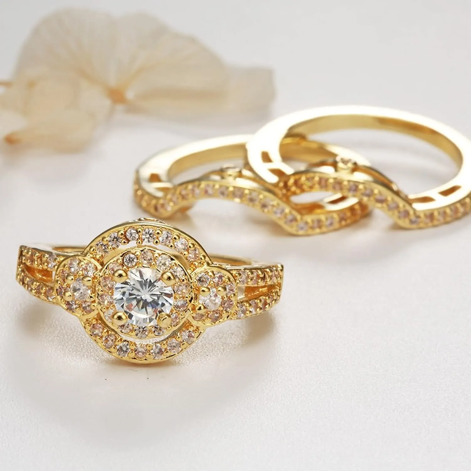 Women's Wedding Rings, Ring Jewelry Engagement Rings Set Round Shape with White Zirconia