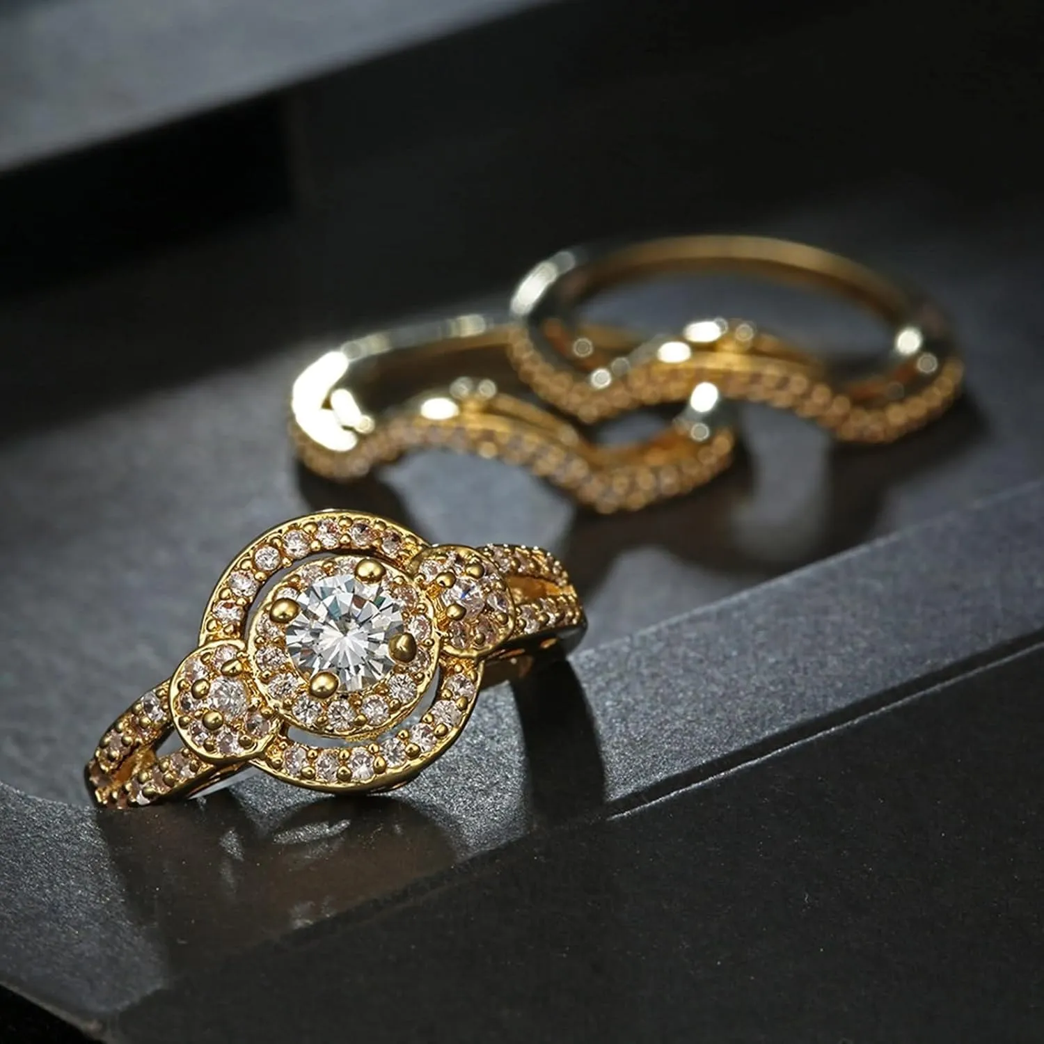 Women's Wedding Rings, Ring Jewelry Engagement Rings Set Round Shape with White Zirconia