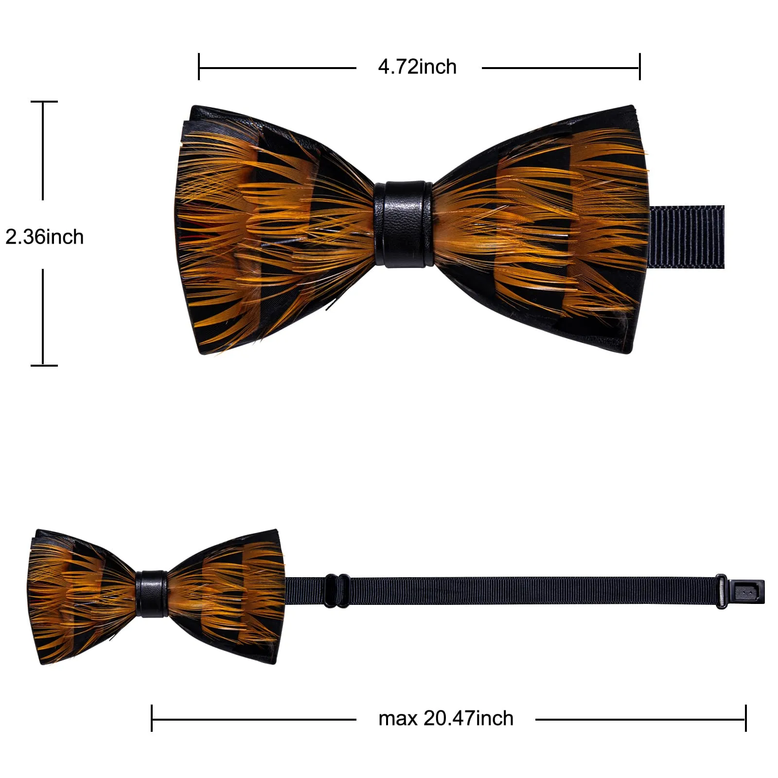 YourTies Black Gold Novelty Pattern Mens Pre-tied Bowtie Feather Bow Ties