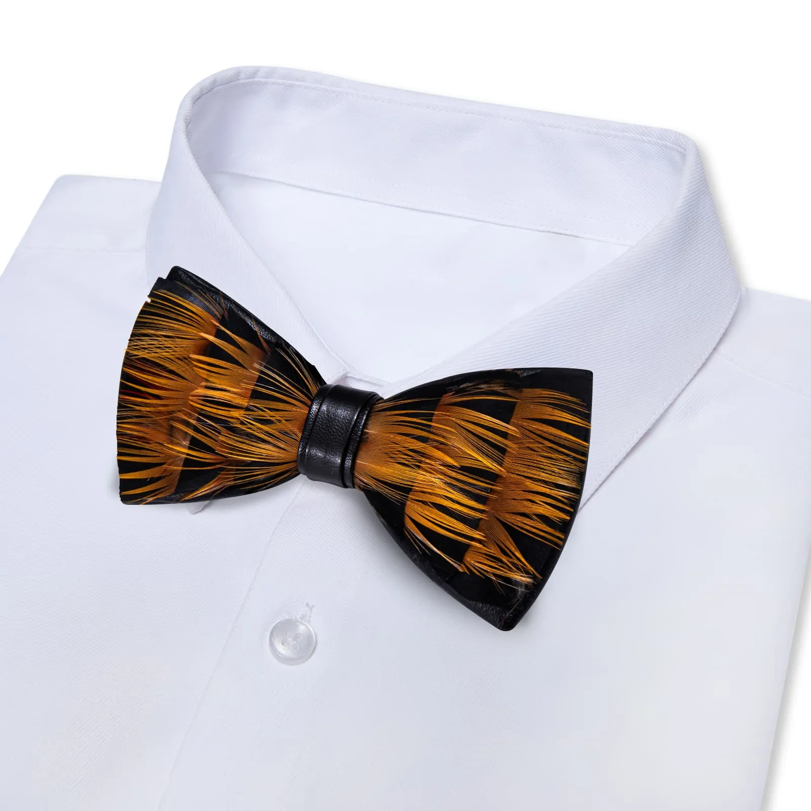 YourTies Black Gold Novelty Pattern Mens Pre-tied Bowtie Feather Bow Ties