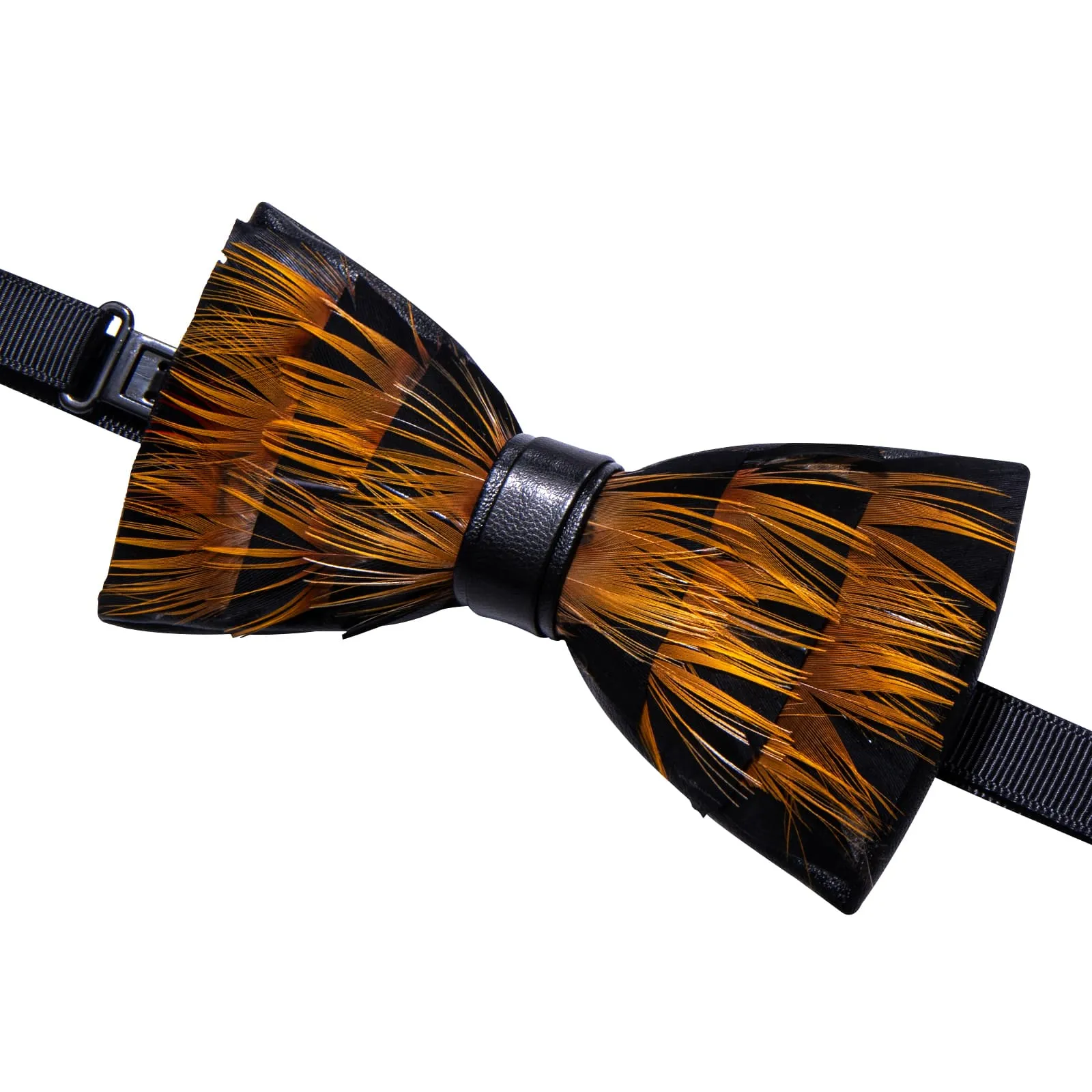 YourTies Black Gold Novelty Pattern Mens Pre-tied Bowtie Feather Bow Ties