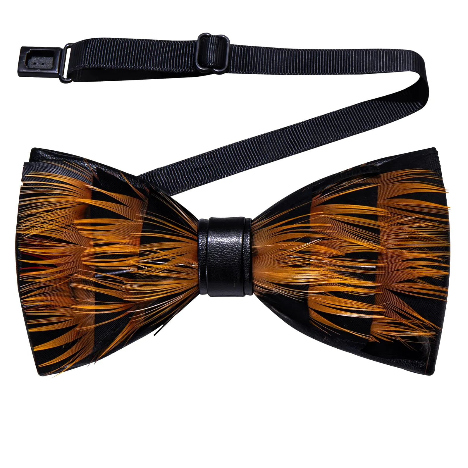 YourTies Black Gold Novelty Pattern Mens Pre-tied Bowtie Feather Bow Ties