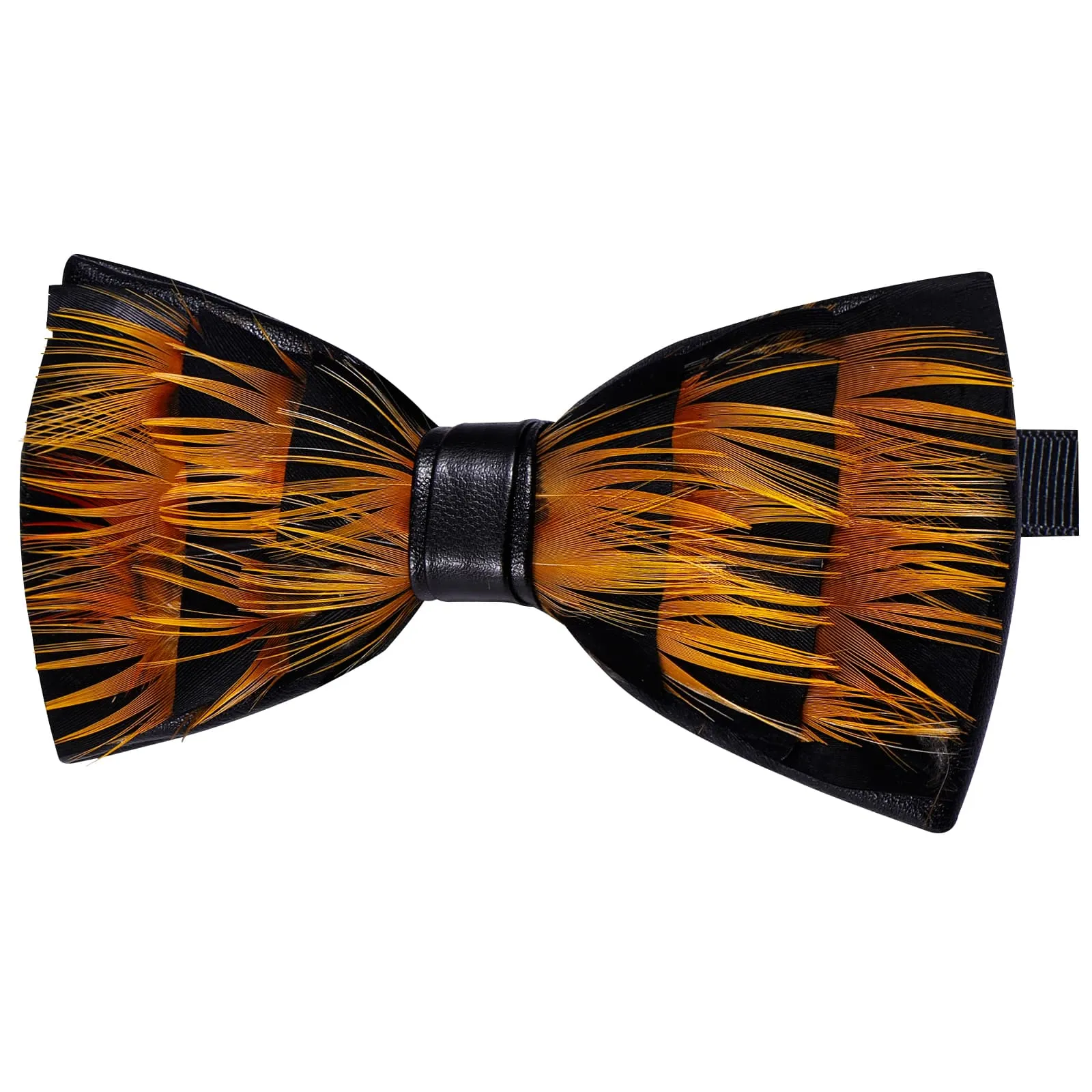 YourTies Black Gold Novelty Pattern Mens Pre-tied Bowtie Feather Bow Ties