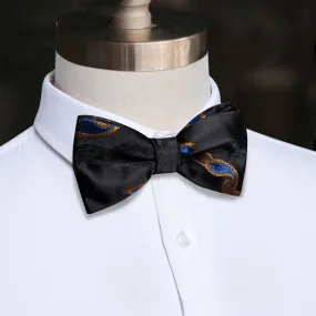 YourTies Classic Black BowTie Dark Blue Paisley Pre-tied Bowtie